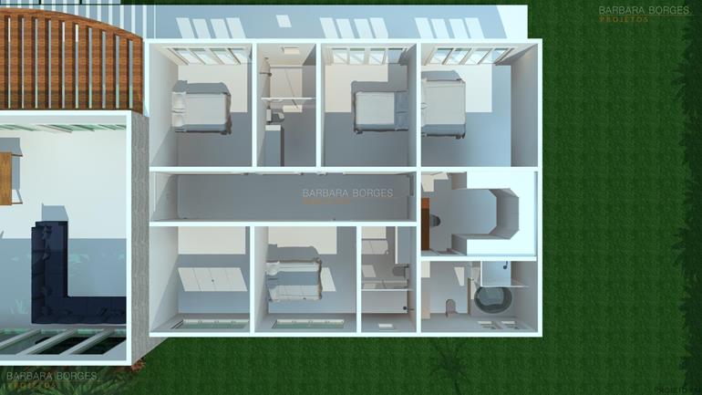 sofá para varanda Planta casas 3 quartos