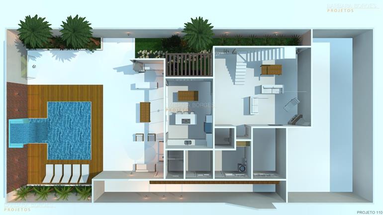 arquitetura 3d Plantas casas 3 quartos